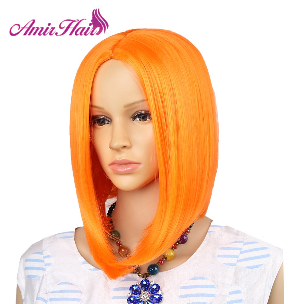 Amir blond kort bob syntetisk peruk vattenvåg naturligt utseende färg blonda peruker för kvinnor peruca: Orange