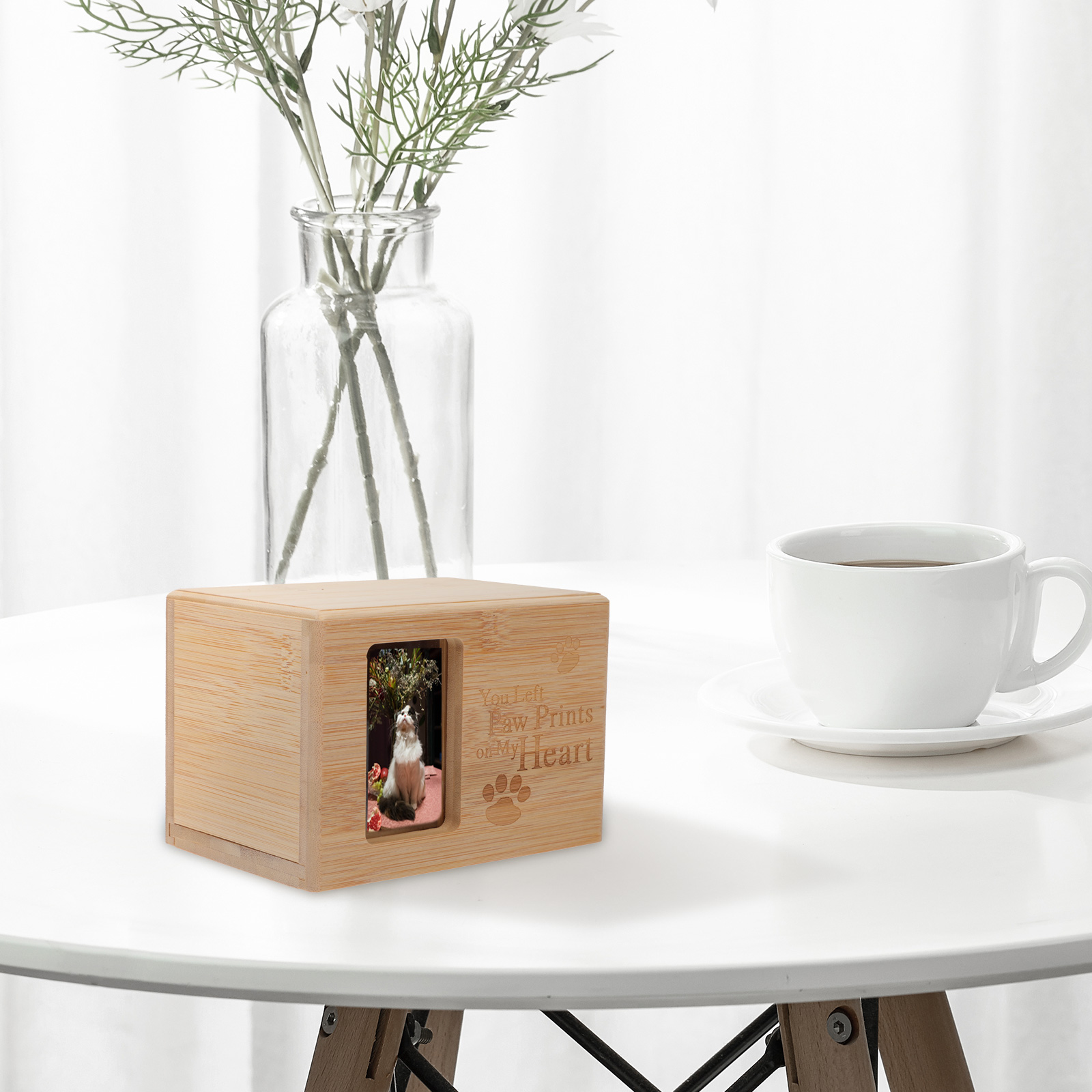 1Pc Pet Cremation Urns Dogs Ashes Cremation Box Bamboo Pet Urns Cinerary Casket