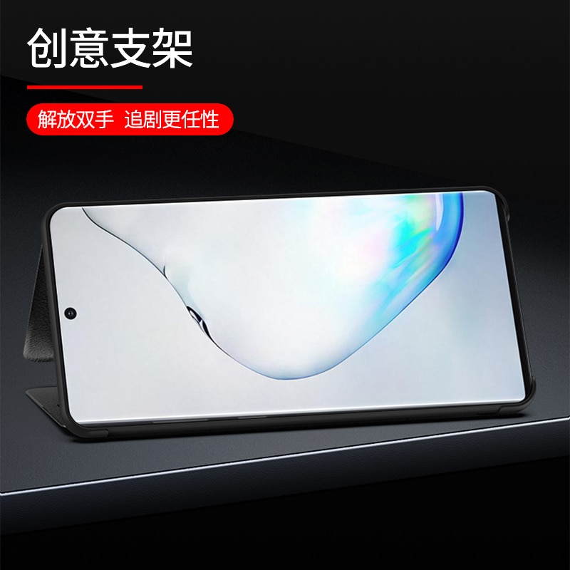 Clear View Smart Spiegel Venster Flip Case Voor Samsung Galaxy Note 10 Pro Plus 3D Stand Leather Back cover Note10 Plus +