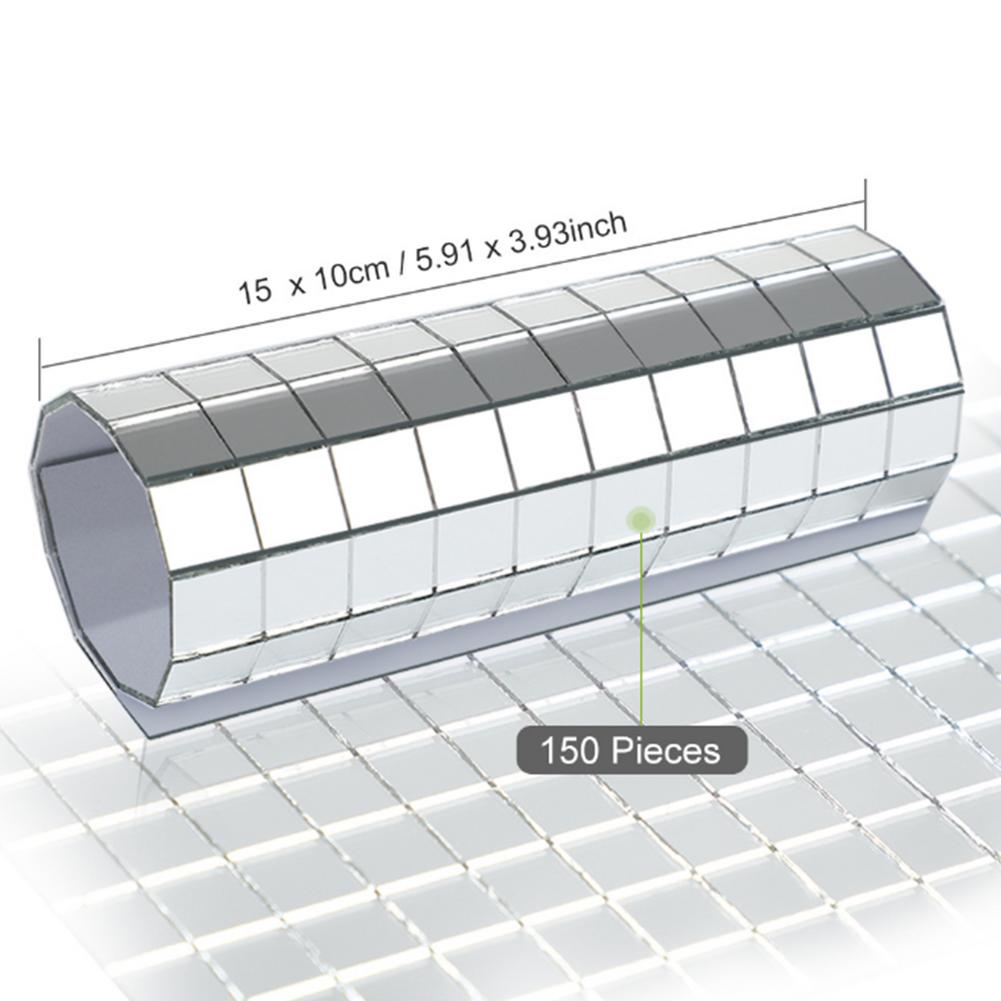 Selvklæbende glas firkantet spejl 10 x 10mm gitter mosaik fliser splint spejle mosaik plader til gør-det-selv håndværk vægklistermærke