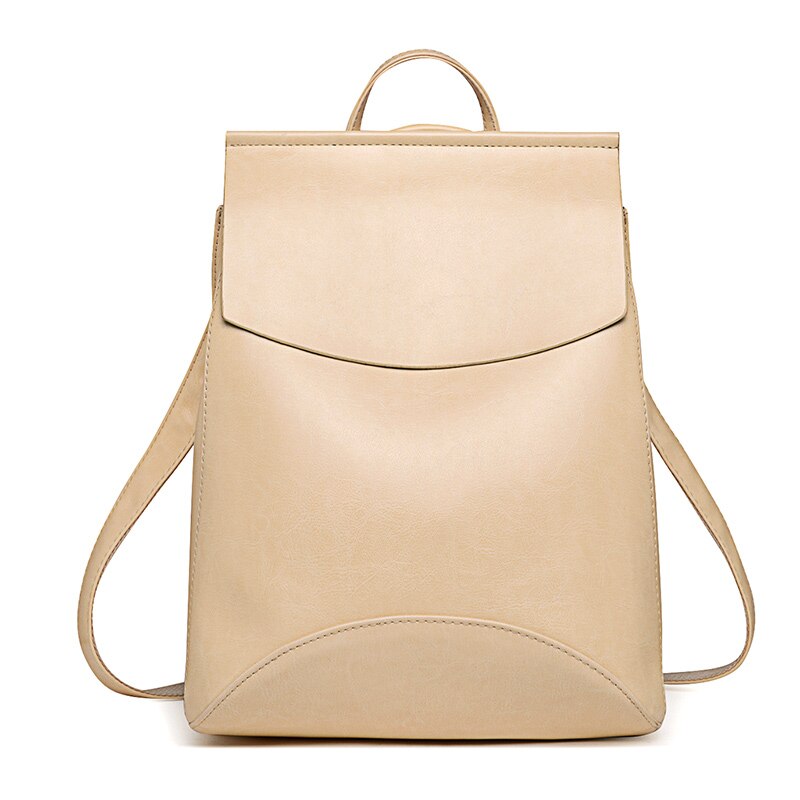 Mochila de para mujer, mochilas de cuero juvenil de para chicas adolescentes, bolso de hombro de colegio para mujer, mochila: Beige