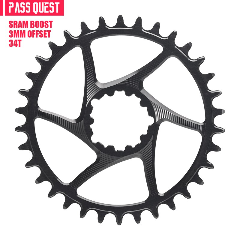 PASS QUEST 3mm Offset Crankset SRAM Gx xx1 Eagle GXP Round MTB Narrow Wide Chainring 32T-38T Bike Bicycle Chainwheel/Chain Wheel: 34T