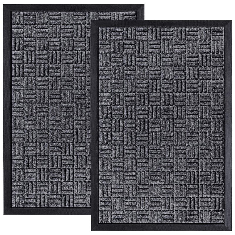 Front Door Mats, 45x75 cm, All Weather Entry and Back Yard Door Mat, Indoor and Outdoor Safe, Non-Slip Rubber Backing, Absorbent