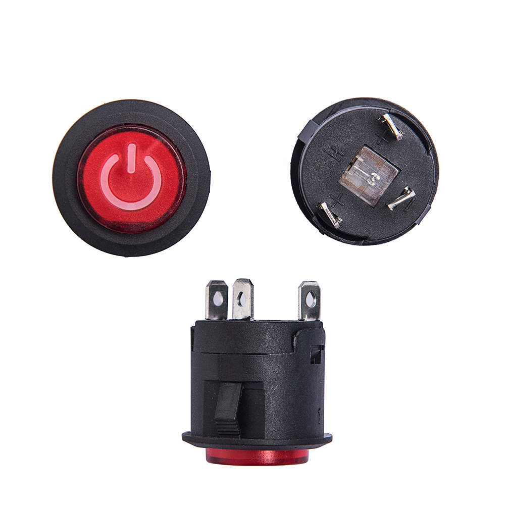 Interruptor de arranque de un botón para coche eléctrico para niños, interruptor de alimentación de 3 pines para coche de batería de bebé: Blanco