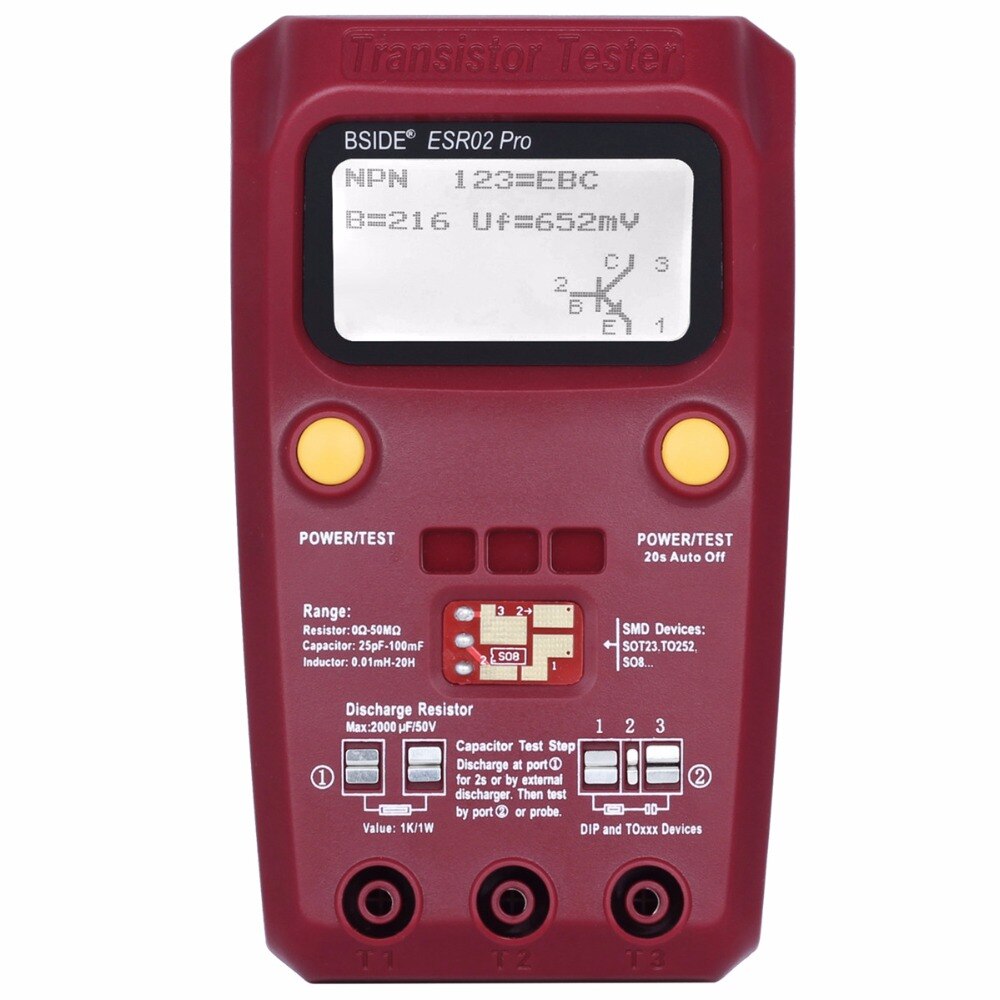 Digital transistor esr 02 pro tester smd komponenter diode triode motstand kondensator induktor meter multimeter med pinsett