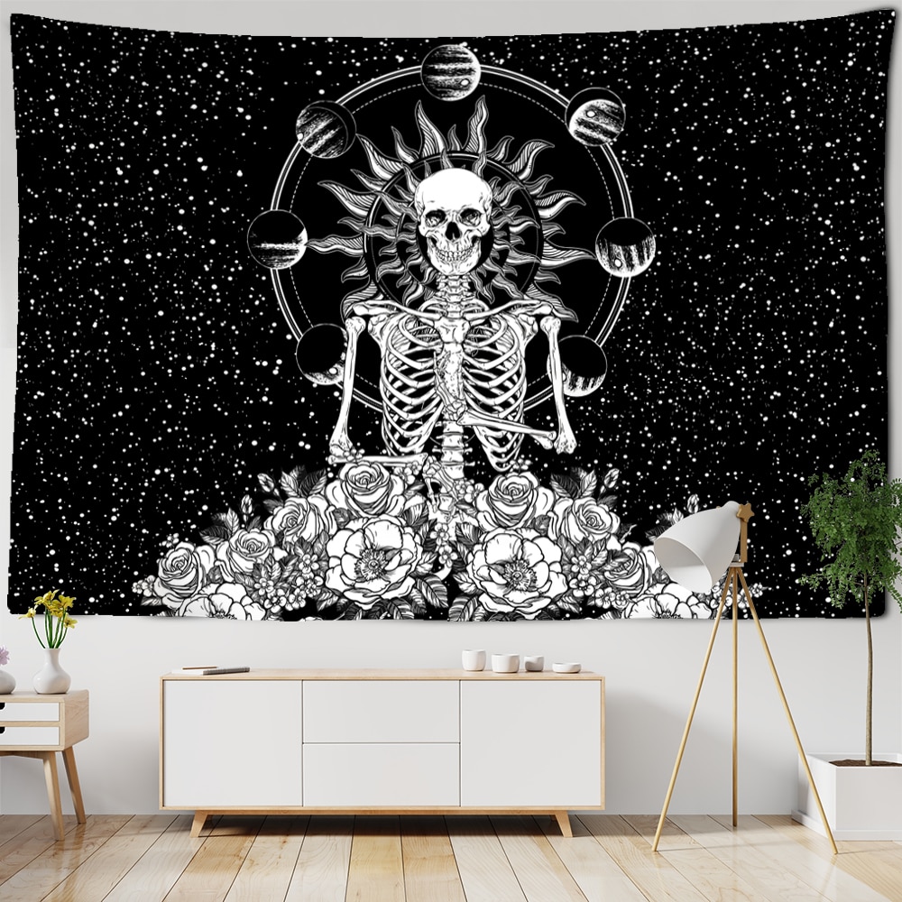 Skelett sternenklar Himmel Wandteppich Hängen Sterne Magie Astrologie psychedelisch Polyester Teppich Böhmischen Stil Dekor