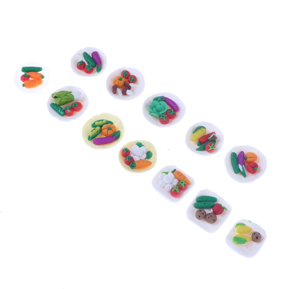 1.5Cm Food Mini Vegetables Dish PlateTable Decor Classic Pretend Play Presents Dollhouse Miniatures Kitchen Toys