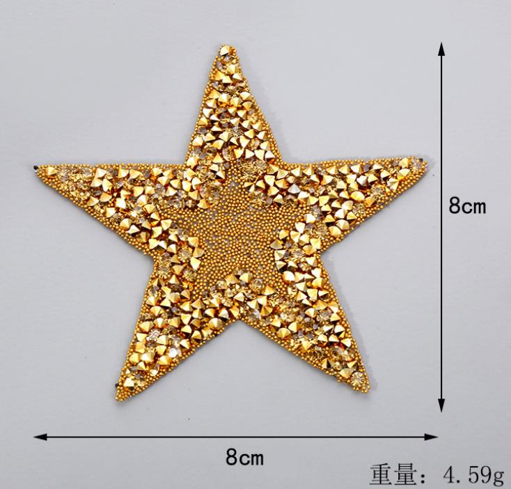 Ster Applique Ijzer op Patch Patches voor Kleding Stickers Pailletten Patch Diy Patch Leuke Kralen Parches Bordados Para Ropa: 8cm 4