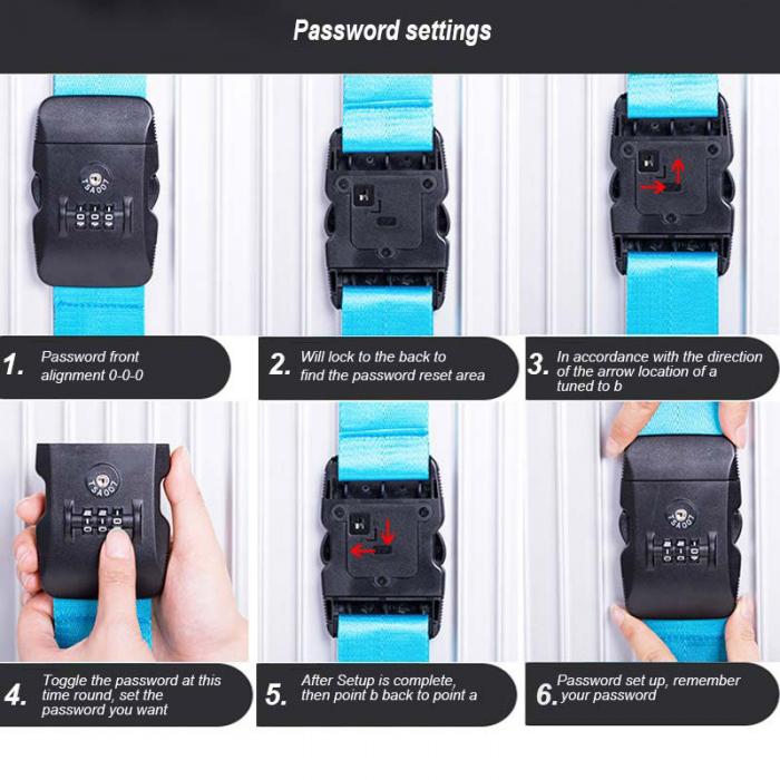Bagage Riem Reizen Top Verstelbare Bagage Koffer Strap 3 Cijfers Wachtwoord Lock Gesp Safe Belt Strap Bagage Riemen