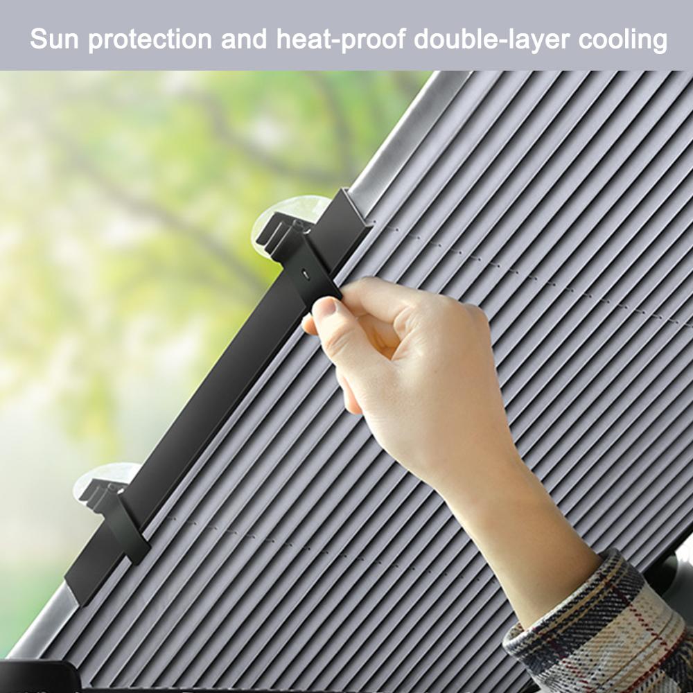 Rideau pare-soleil rétractable pour pare-brise avant et arrière, 45-65 cm, protection anti-UV pour voiture, camion et SUV