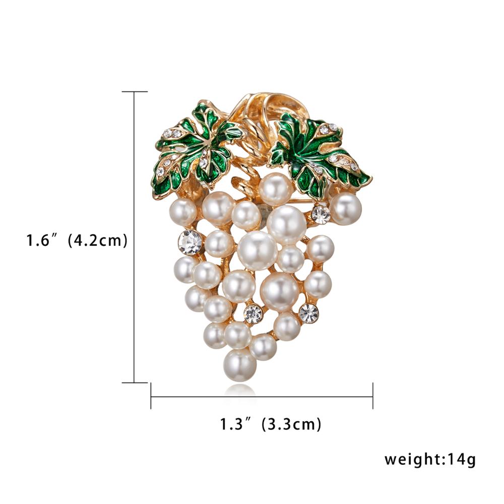 Rinhoo Grapes Brooches Gold-color Imitation Pearl Flower Brooch Rhinestone Scarf Buckle Pins Women Wedding Bridal Dresses Hijab