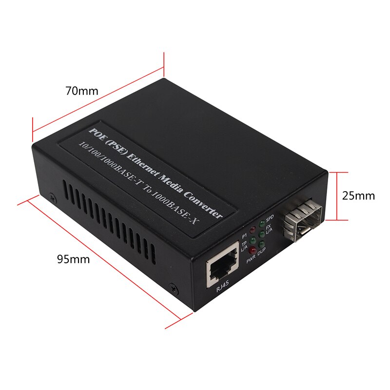 10/100/1000base-t à porta da fibra 1000base-x e às portas rj45 poe (pse) ethernet media converter suporta a função MDI-MDIX automática