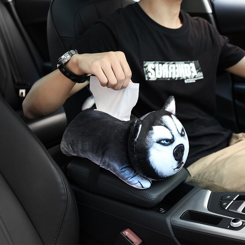 Caja de pañuelos con dibujos animados en 3D para coche, soporte para servilletas, reposabrazos, suave, de algodón PP, multifunción