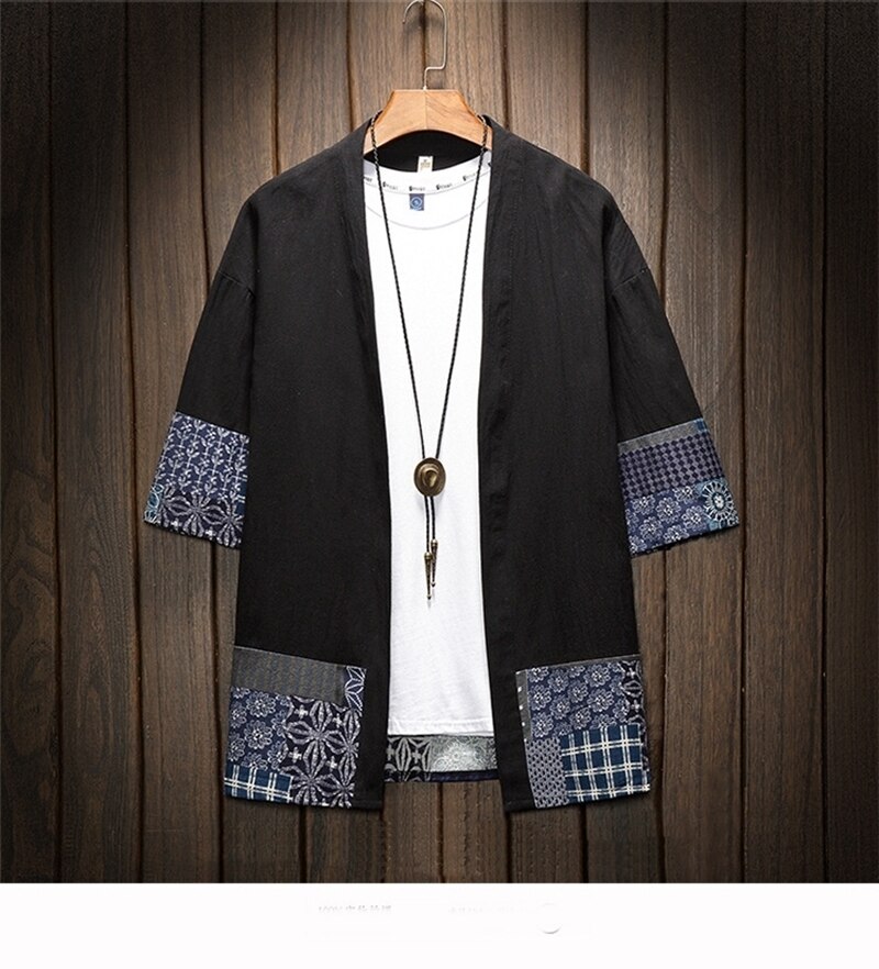Japansk kimono traditionel herre tøj japansk kimono herre jakke mandlig kimono skjorte herre samurai kostume  aa001