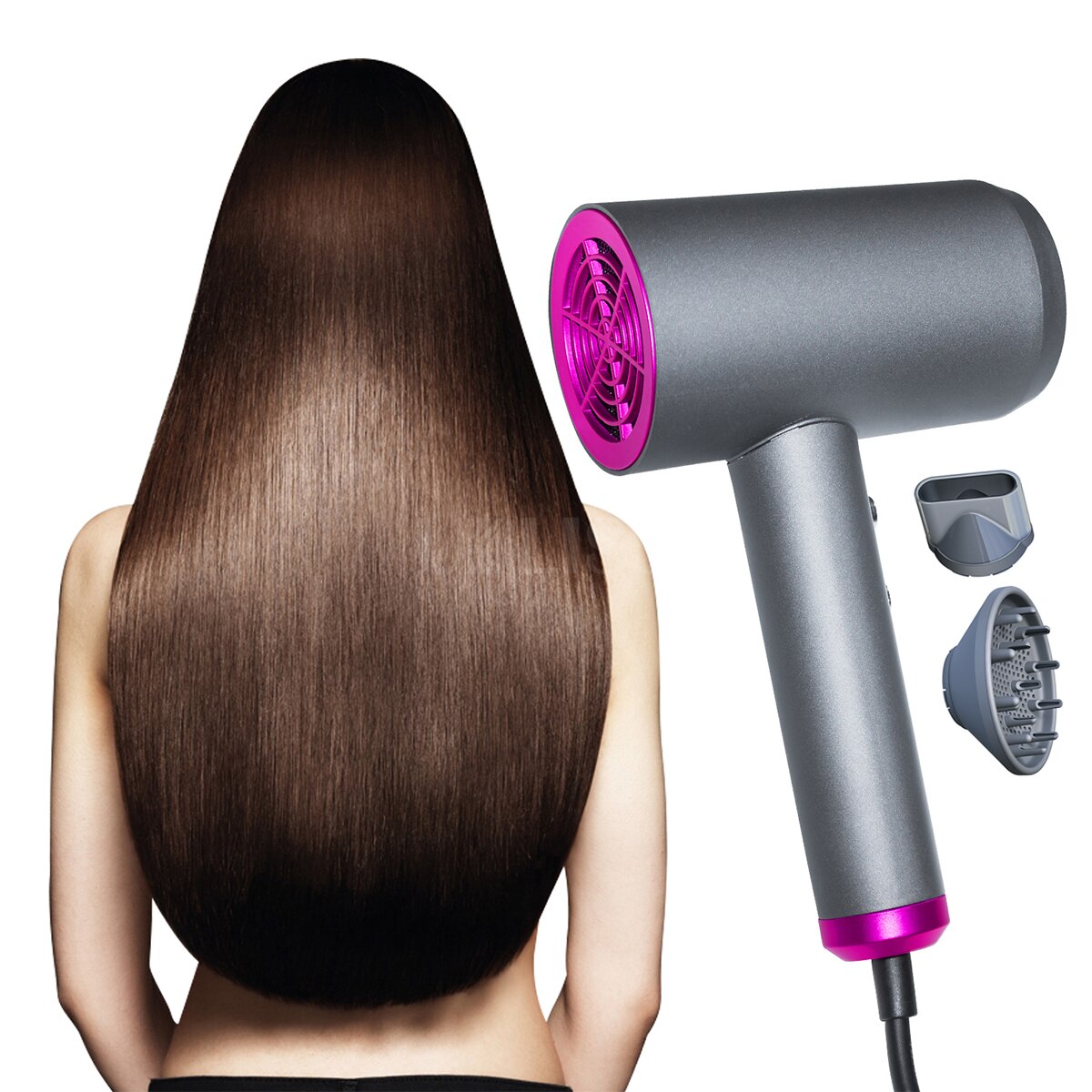 Negative Ion Hair Dryer Salon Ionic Blow Dryer with Diffuser &amp; Concentrator Ceramic Powerful Fast Drying Hairdryers