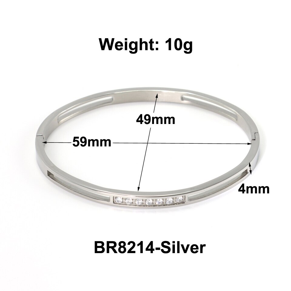 Hot!! Nowe piękne miłośników bransoletki kobieta bransoletki 18 K bransoletki ze stali nierdzewnej wkładka cyrkonia złota damska biżuteria na prezent: BR8214-Silver