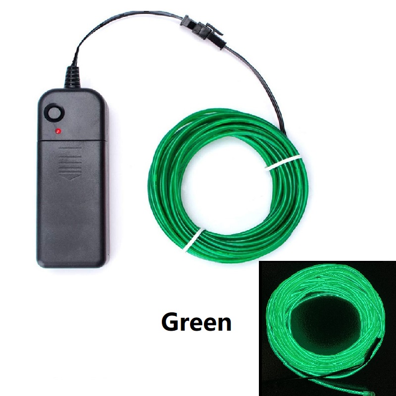 Cable de neón EL brillante de 1m, 3m, 5m, para de baile de Navidad, disfraces DIY, luz iluminada Multicolor, lámpara con batería AA, tira de LED: changeable / 0,5 W