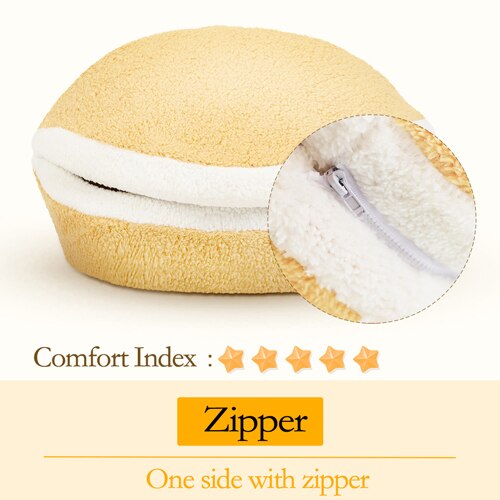 HOOPET, cama de gato cálida, cama con forma de hamburguesa, desmontable, a prueba de viento, mascota, cachorro, nido, carcasa, oculta, bollo de hamburguesa para invierno: Zipper / S