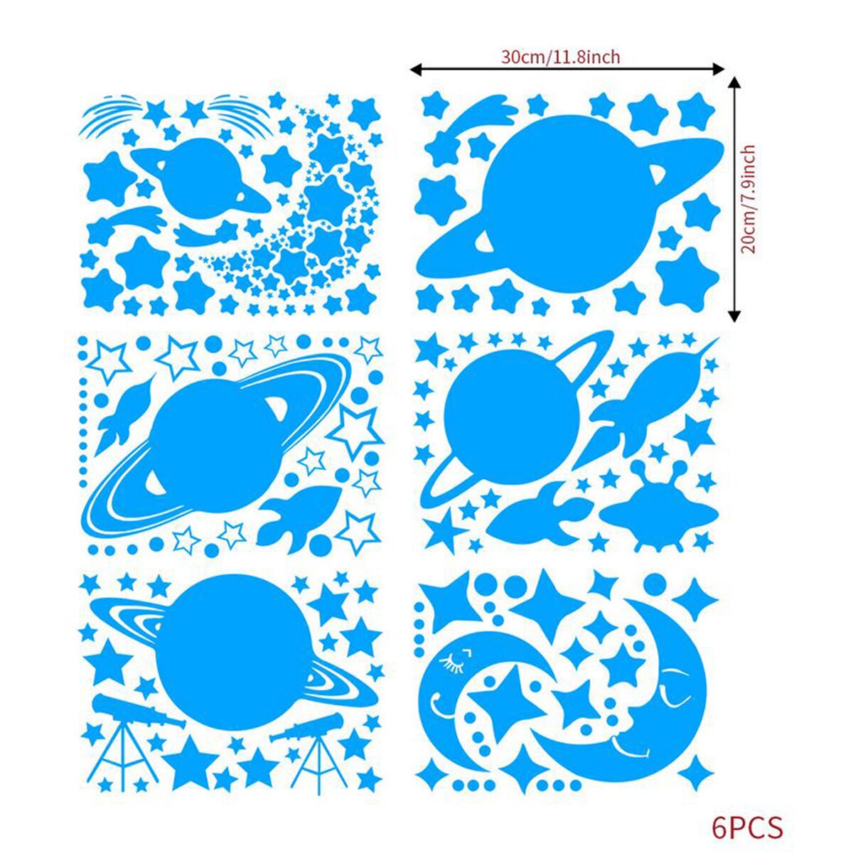 Pegatinas brillantes en la oscuridad estrellas luminosas galaxia planetas adhesivos de pared calcomanías para techo dormitorio decoración del hogar: Azul