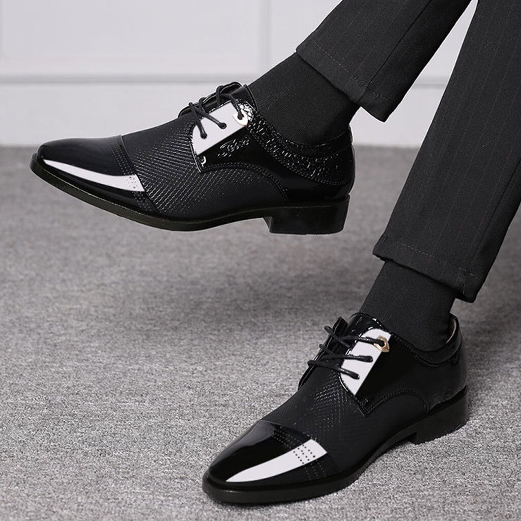 Business luksus herre sko formelle åndbare pu læder sko formel kjole sko mandlige kontor fest bryllup sko mocassins