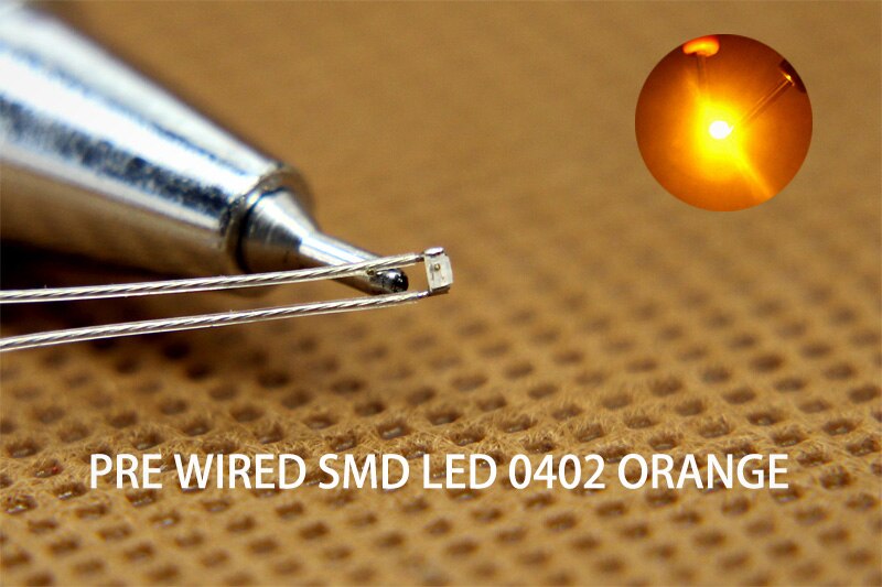 20Pcs Smd 0402 Led Licht Pre-Gesoldeerd Ptfe Wire Leads Rood Geel Groen Blauw Oranje Wit T0402: Orange