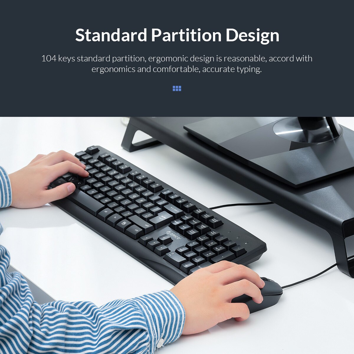 ORICO Wireless Wired Keyboard and Mouse Protable Mini Slim Keyboard Mouse Combo Set for Computer Laptop PC Notebook Windows