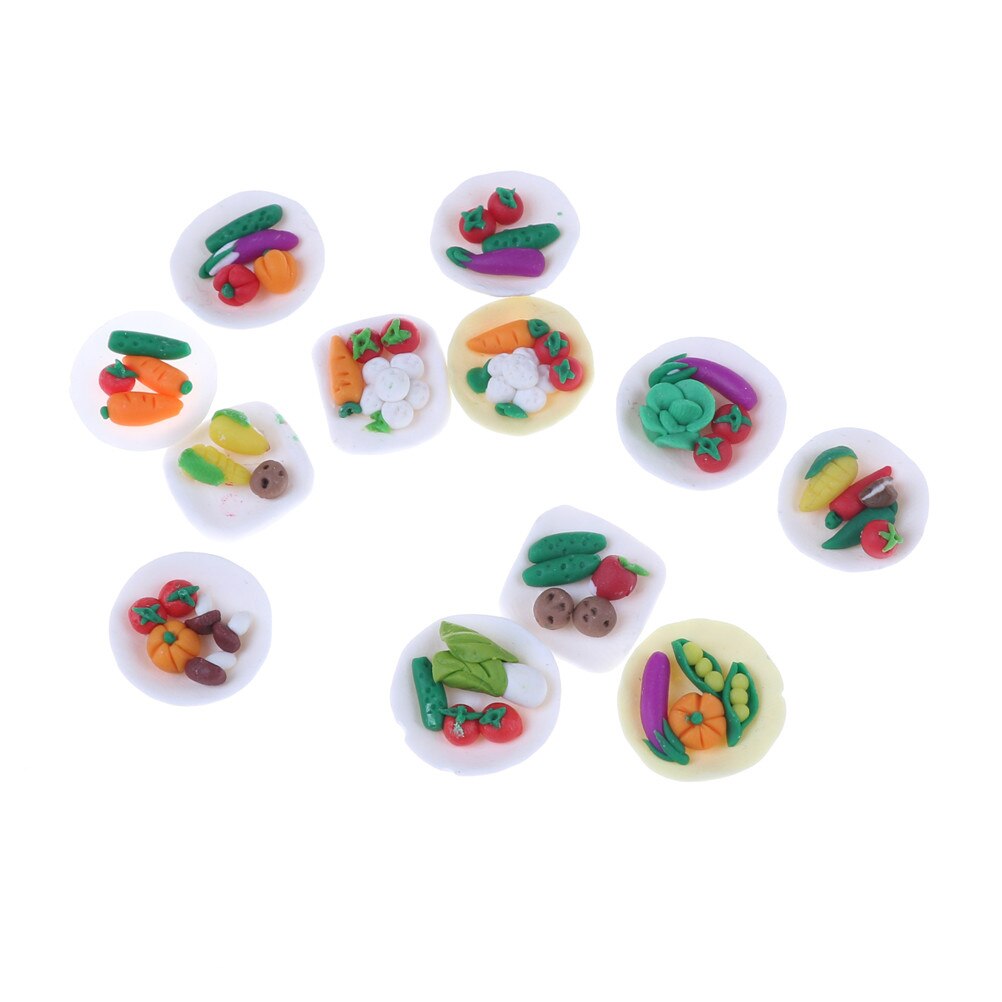1.5Cm Food Mini Vegetables Dish PlateTable Decor Classic Pretend Play Presents Dollhouse Miniatures Kitchen Toys