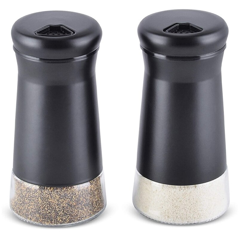 Pepper Shakers with Adjustable Pour Holes Stainless Steel Salt and Pepper Dispenser Perfect for Sea Salts 2Pcs: Default Title
