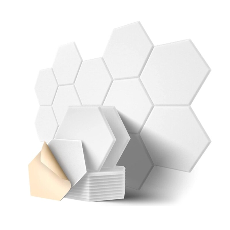 12 Pack Hexagon Acoustic Panels Beveled Edge Sound Proof Foam Panels,Sound Proofing Padding for Wall Decor,Studio&amp;Office: Default Title