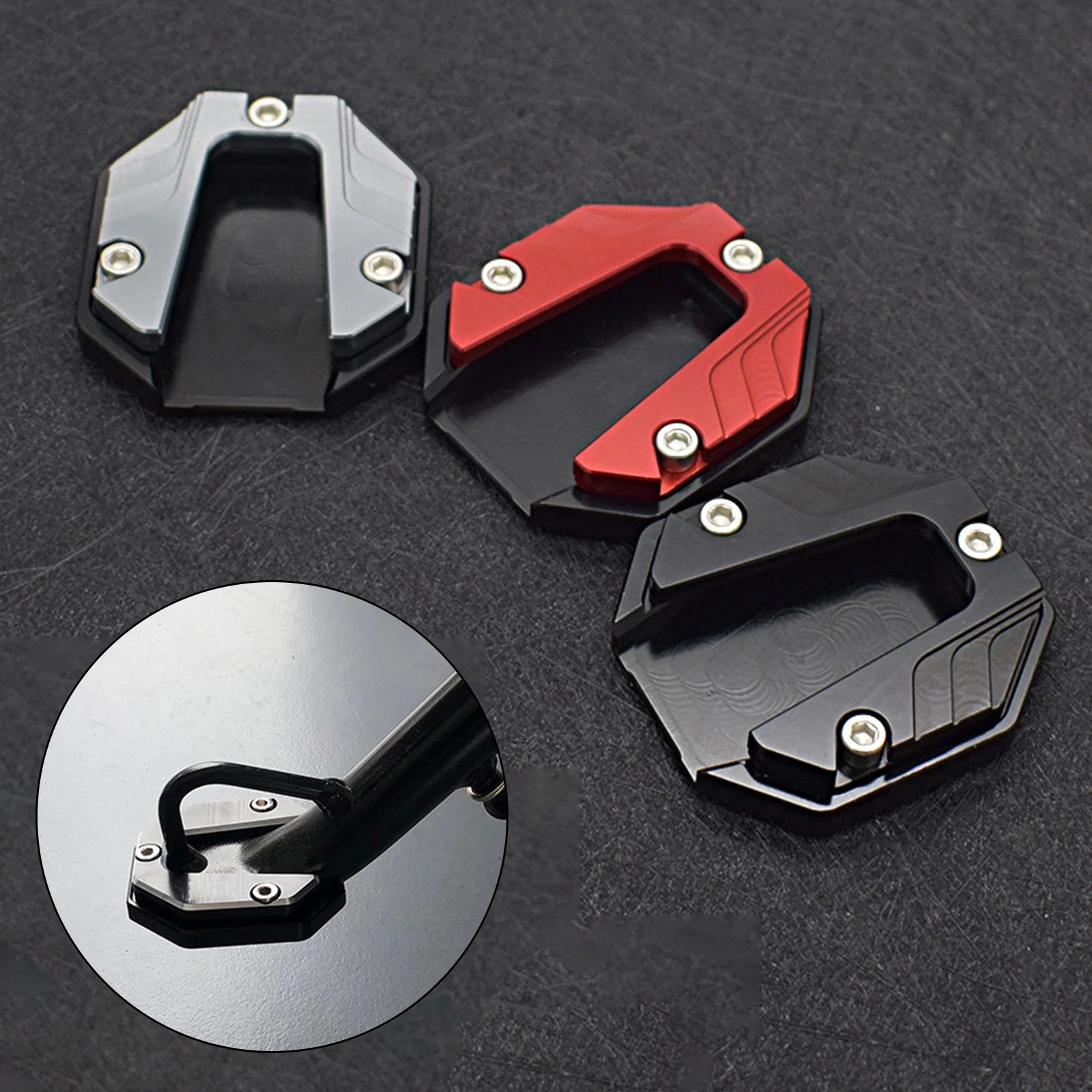 Motorrad Fahrrad Ständer Verlängerung Fuß Seite Stehen Verlängerung Fuß Pad Unterstützung Platte Motorrad Zubehör Aluminium Legierung