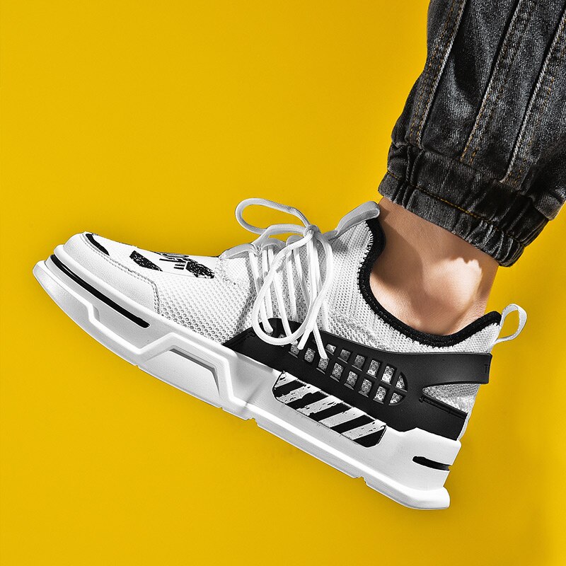 Cool skateboard man skor snörning herr sportskor mesh andas klassiska man sneakers flywire herr promenadskor märke