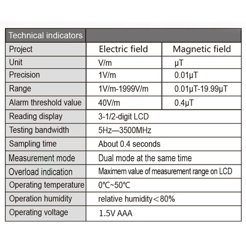 Wt3121 håndholdt emf meter elektromagnetisk stråling tester elektrisk felt elektron magnetfelt dosimeter detektor