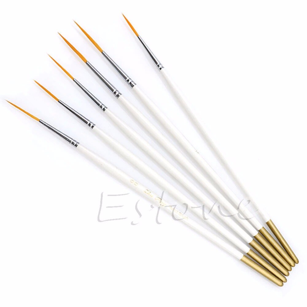 6 unids/set pelo de Nylon brocha redonda para pintar gancho línea lápiz artista dibujar pintura arte