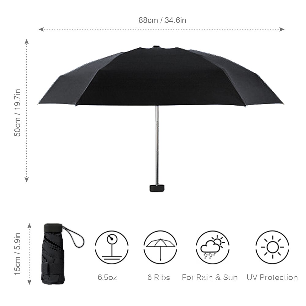6 Ribs Mini Travel Golf Umbrella Lightweight Folding Umbrella UV Protection Umbrella for Sun Rain Golf Umbrella Men