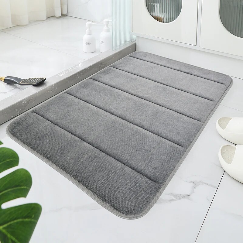 Bad Korallen samt Anti-Rutsch-Matte, schnelle Wasser aufnahme, trockene Maschinen wäsche, Toiletten matte, weich bequem, einfache Matte Bad verwenden: Licht Grau / 400MMx600MM