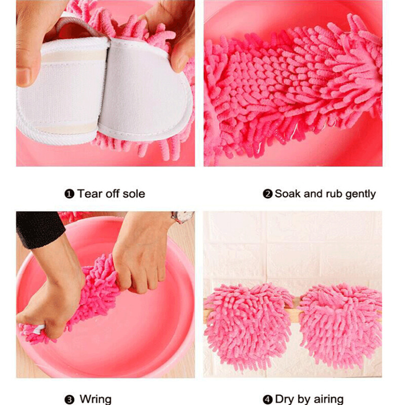 1 par de zapatillas de suelo para limpieza de pies, zapatillas mopa para casa perezosa, chanclas para el hogar, herramientas de limpieza