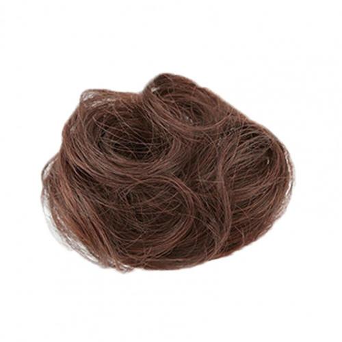 Girl's Donut Hair Bun synthetic Wrap On Messy Bun Mini Hair Bun Extension Curly Chignon Claw Clip Hairpiece Topknot Accessory: Light Brown