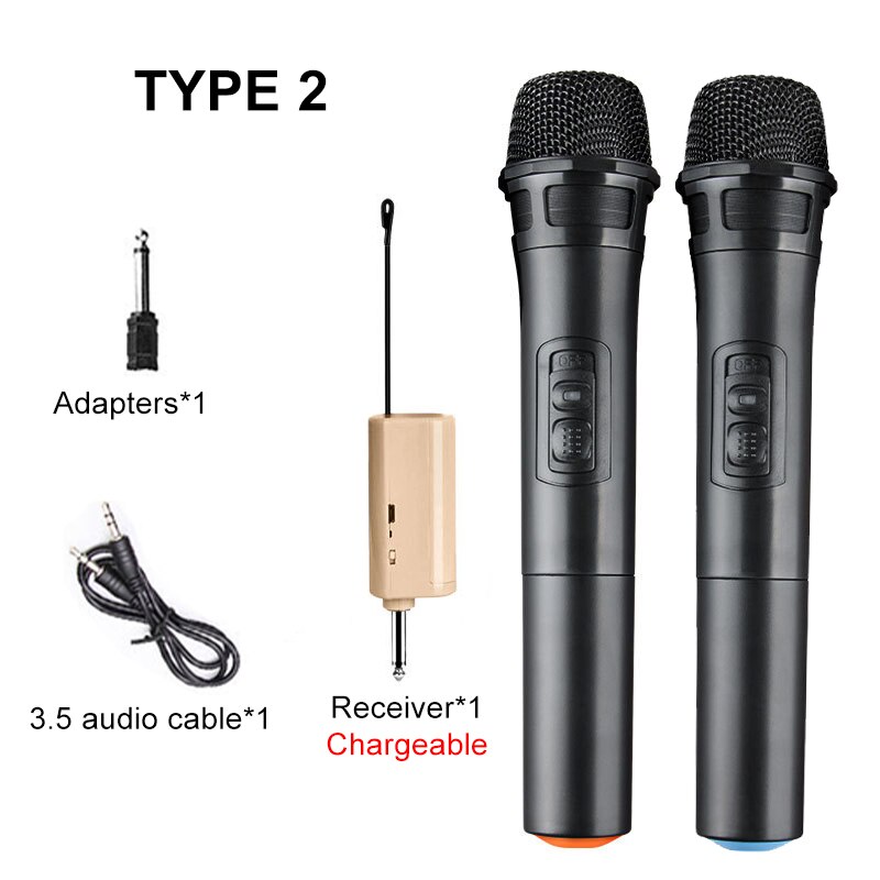 Professionele Uhf Draadloze Microfoon Systeem Dual Channel Draadloze Handheld Microfoon Frequentie Verstelbare 100M Ontvangen Karaoke: Type 2