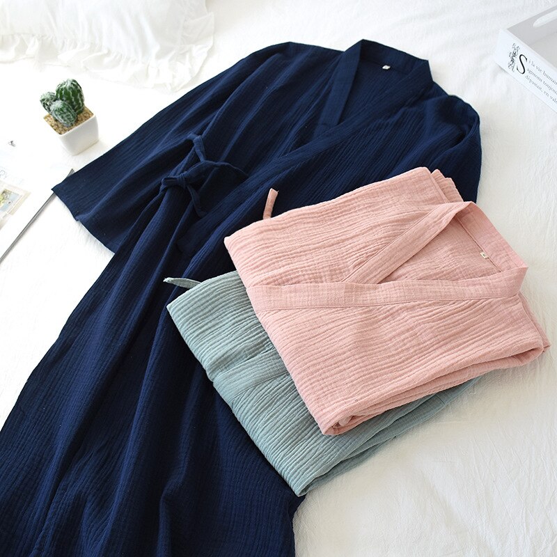 Couple Robes Cotton Men and Women's Home Wear Bath Robe Plus Size Sleepwear Bathrobe Thin Long Kimono Robe Sleep Wear
