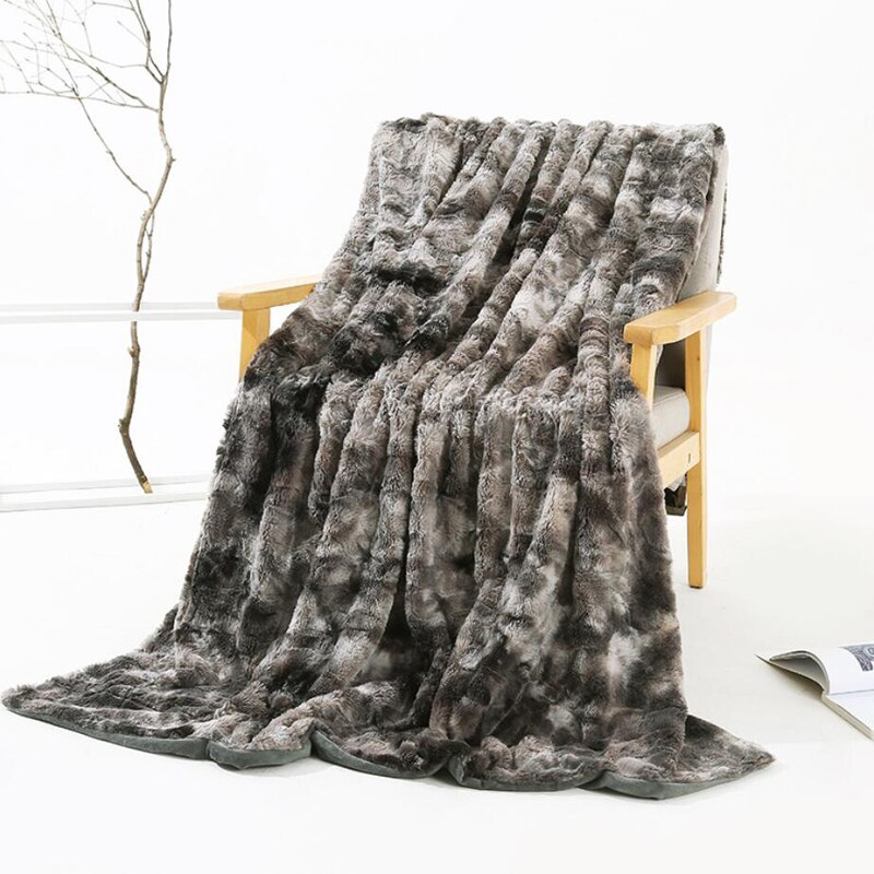 Luxe warme, donzige pluche deken, tie-dye imitatiebont, superzachte deken, warme winterlakens, sprei, deken voor op de bank.: Zwart / 160200cm