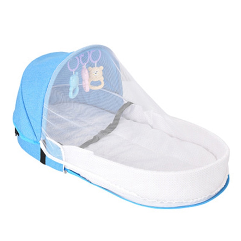 Bærbar børn baby seng nyfødt baby foldbar baby krybbe rejse solbeskyttelse myggenet åndbar sovekurv med legetøj
