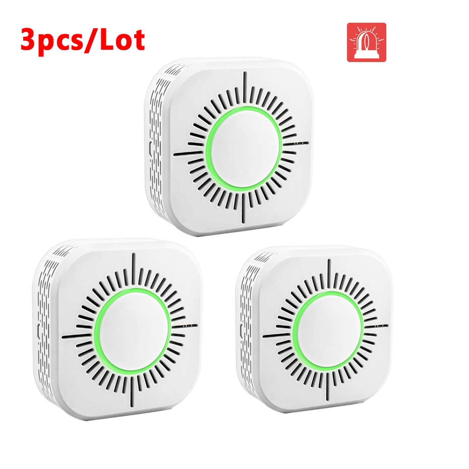 3Pcs Smoke Detector Wireless 433MHz Fire Security Protection Alarm Sensor for Smart Home Automation, Work with Sonoff RF Bridge