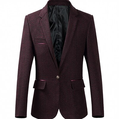 HCXY autumn Business male blazer Casual Blazers Men Formal jacket Popular Men Suit Jackets: Red wine / XL