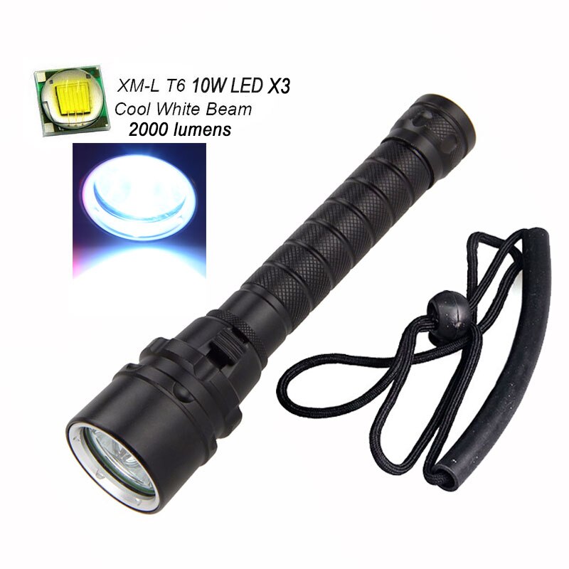 Linterna de buceo TOPCOM CREE XML T6 L2 LED Luz de pesca submarina blanca o amarilla linterna sumergible de buceo antorcha 3800 6000 lúmenes