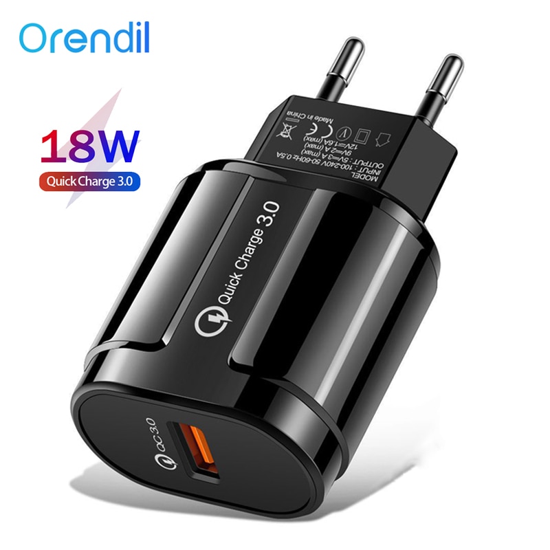 Orendil-cargador USB de carga rápida 3A para teléfono móvil, adaptador de carga rápida de 18W para tabletas, para Huawei, QC3.0, Samsung y Xiaomi