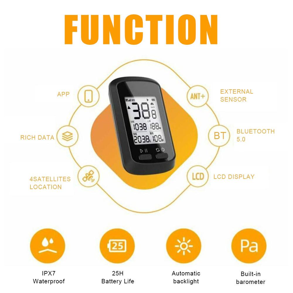 Waterdichte IPX7 Gps G + Draadloze Fiets Computer Lcd Display Bluetooth Ant + Met Cadans Fiets Snelheidsmeter Kilometerteller