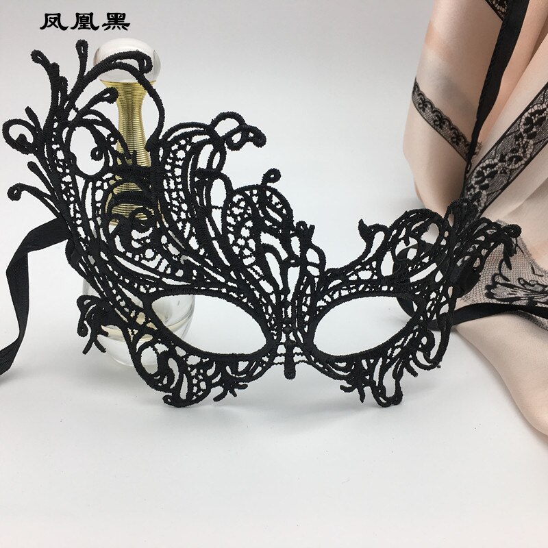 Halloween masquerade lace veil half face female sexy sexy eye mask white stereotype mask female adult charming enchantin: Style 2