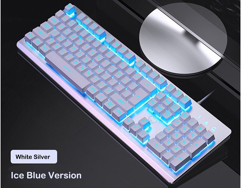 Backlit Gaming Ergonomic Keyboard USB Wired 104 keys RGB LED USB Keyboard Gamer Keycaps PC Laptop Keyboads for Lenovo/Asus: blue