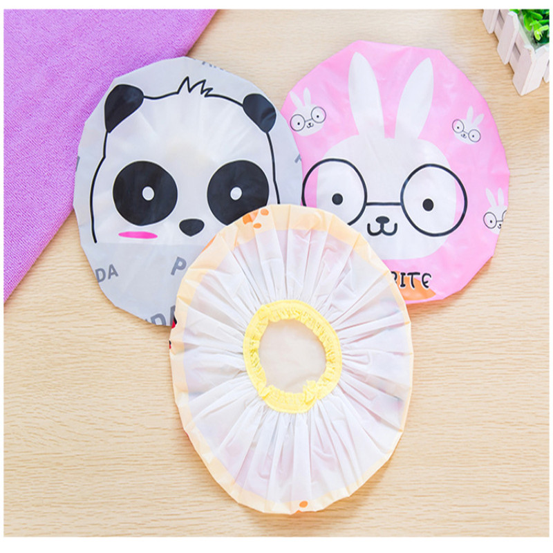 1Pcs Cartoon Animal shower cap waterproof for women hat for baths and saunas lace elastic band cap spa cap hair protective cap