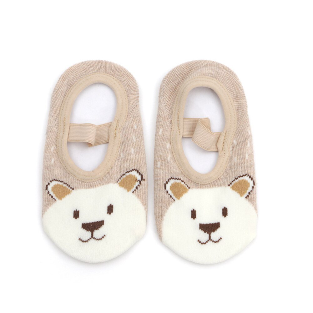 Chaussettes de sol tricotées pour enfants de 0 à 4 ans, nouvelles chaussettes chaudes en caoutchouc pour bébés, chaussures de dessin animé, antidérapantes: Little bear / 3-5T